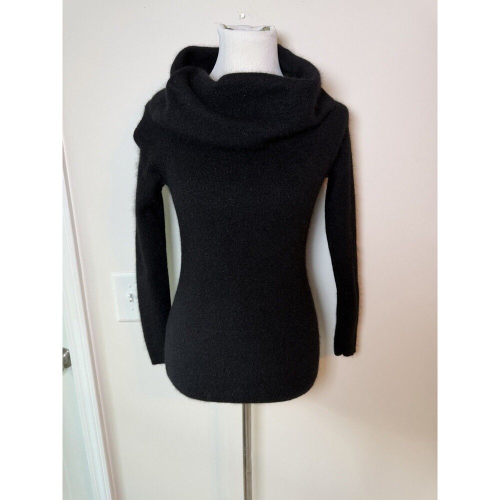 Alex Marie Black Rabbit Hair Blend Cowl Neck Sweater Soft Knit Top Women’s Small